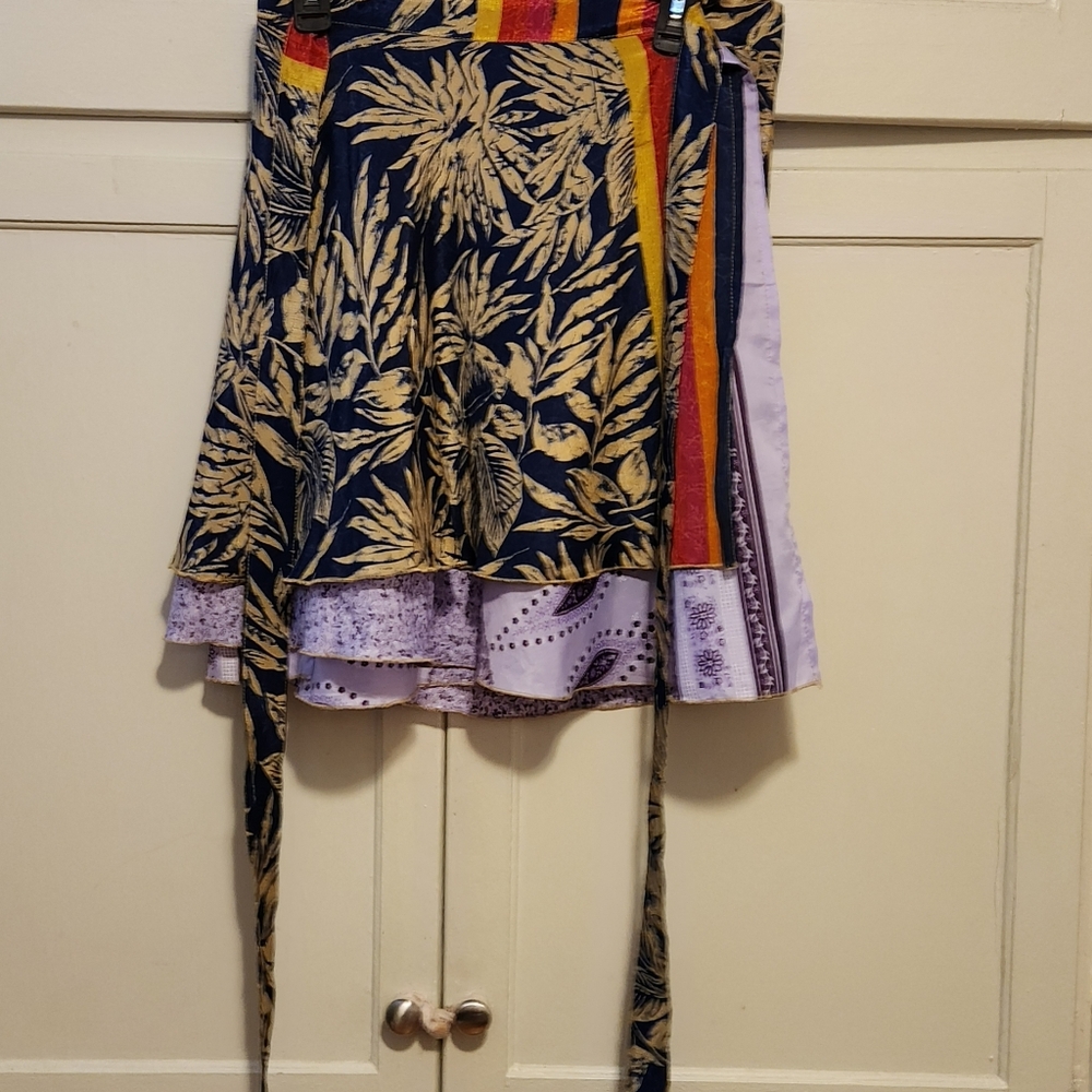 DGY mini wrap skirt made from recycled sari material adjustible size small-large